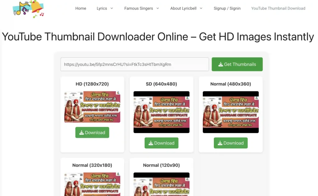 YouTube Thumbnail Downloader Online